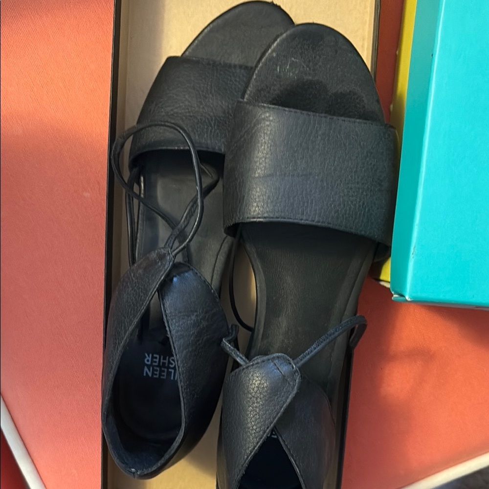 Eileen Fisher Black Leather Sandals